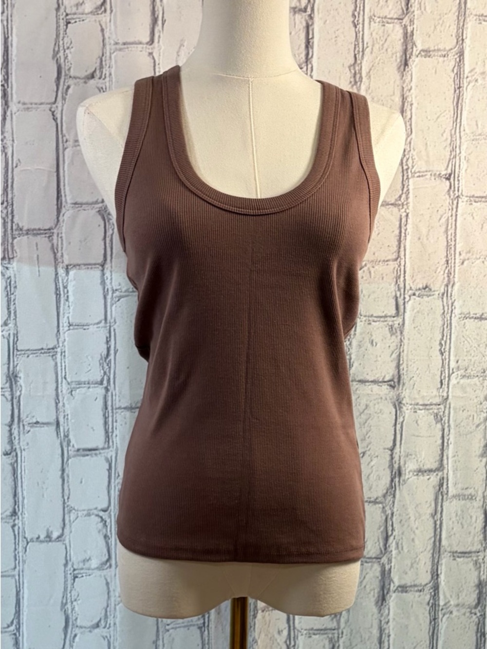 Abercrombie Size:L Women Classic Scoop Neck Ribbed Tank Top - Brown